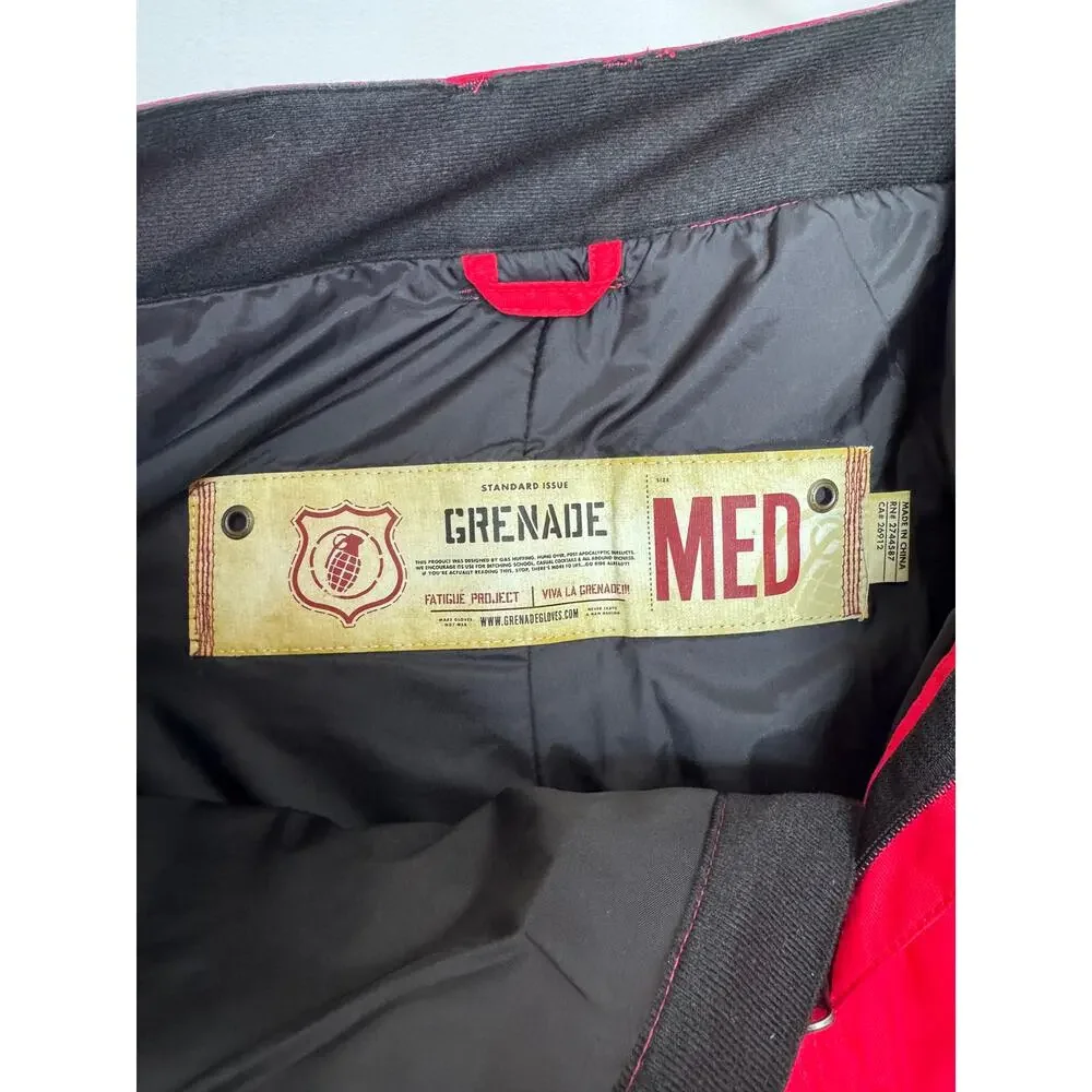 1990s Grenade Snowboard Ski Pants Red Cargo Insulated Snow Pants Medium